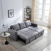 Modern Style 5 Seater Right-Side L-Shape Sofa Cum Bed with Comfort Cushion - WoodenTwist